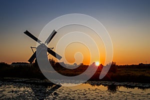 Sunset at Unesco world heritage windmills