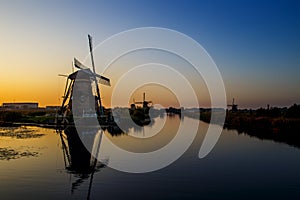 Sunset at Unesco world heritage windmills