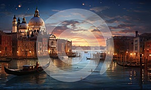 Sunset in Venice Ai generated