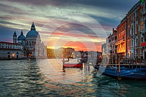 Sunset in Venice. Image of Grand Canal in Venice, with Santa Mar photo