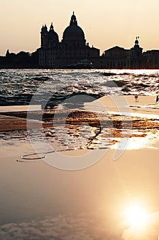 Sunset in Venice - Reflection of the Madonna della Salute church