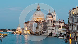 Sunset venice santa maria della salute basilica panorama 4k time lapse italy