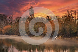 Sunset at the Vienne River in Chinon