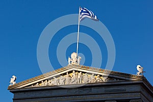 Sunset view of Academy of Athens, Attica, Greece