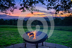 Sunset view across the Cotswolds in England