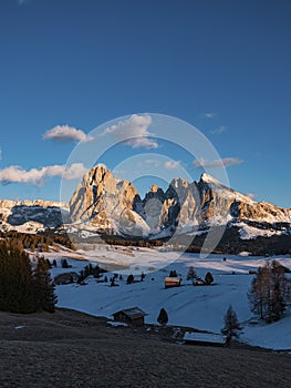 Sunset view in alpe di siusi