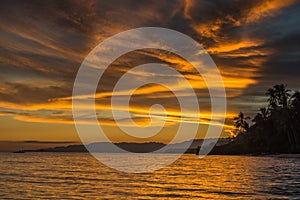 Sunset view at the Anda White Long Beach at Bohol island of Phils photo