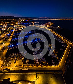 Sunset view of Antibes, a resort town between Cannes and Nice on the French Riviera