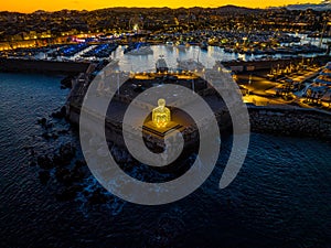 Sunset view of Antibes, a resort town between Cannes and Nice on the French Riviera