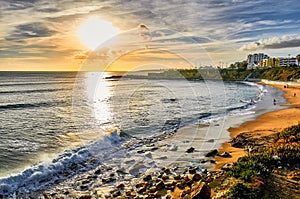 Sunset view of Beach in Sao Pedro Estoril, Portugal - Image