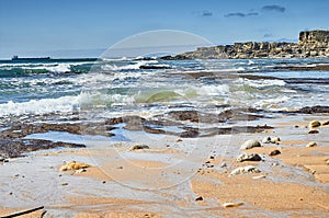 Sunset view of Beach in Sao Pedro Estoril, Portugal - Image