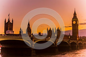 Sunset view of bigben and Westminster England United Kingdom photo