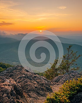 Sunset view from the Blue Ridge Parkway in Virginia