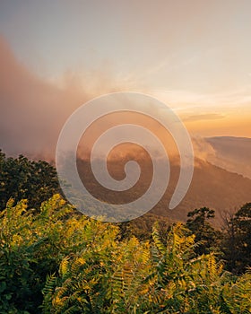 Sunset view from the Blue Ridge Parkway in Virginia