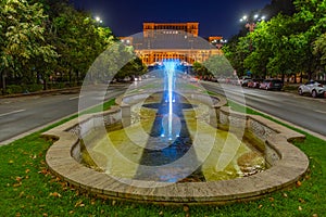 Sunset view of Bulevardul Unirii boulevard leading to the Romani