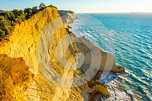 Sunset view of Cape Drastis a Corfu island, Greece