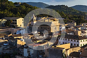 Sunset view from the castle on the town of Capdepera Majorca