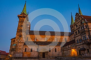 Sunset view of the cathedral in German town Bamberg