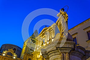 Sunset view of the Chiesa di San Francesco d\'Assisi all\'Immacolata in Noto, Sicily, Italy