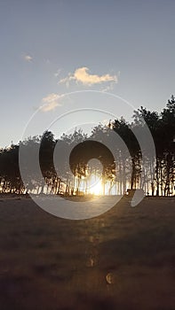 Sunset view at cilacap kemiren beach of central java