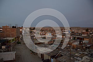 Sunset view of the city of Paracas. Peru