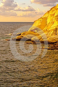 Sunset view of the cliffs of Rosh HaNikra