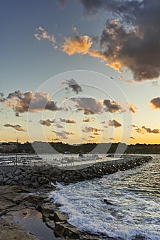 Sunset view of coastline of Chernomorets, Bulgaria