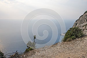 Sunset view of coastline of Lefkada island, Greece