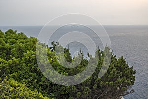 Sunset view of coastline of Lefkada island, Greece