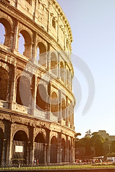 Sunset view of the Colosseum