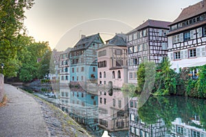 Sunset view of colourful houses at Petite France district in Strasbourg, Germany