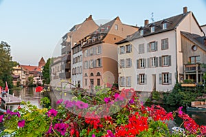 Sunset view of colourful houses at Petite France district in Strasbourg, Germany