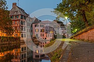 Sunset view of colourful houses at Petite France district in Strasbourg, Germany