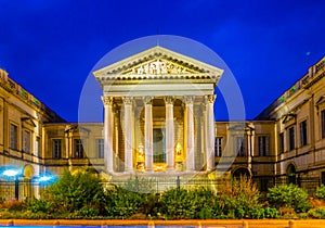 Sunset view of Courthouse in Montpellier, France