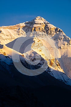 Sunset view of Everest summit at Everest Base Camp.