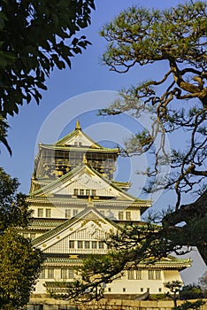 Sunset view of the famous Osaka Castle