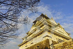 Sunset view of the famous Osaka Castle