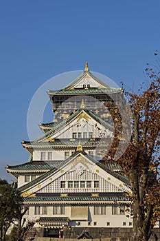 Sunset view of the famous Osaka Castle