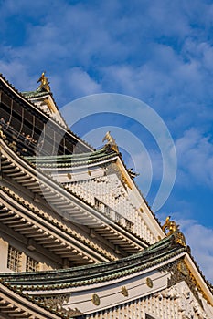 Sunset view of the famous Osaka Castle