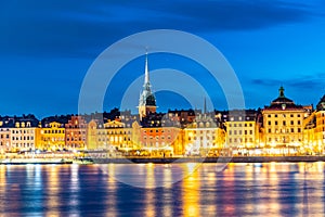 Sunset view of Gamla Stan old town in Stockholm, Sweden