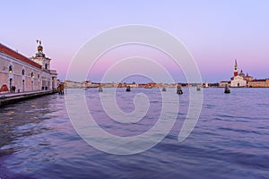 Sunset view of Giudecca, Dogana and St. Marks waterfront, Venice