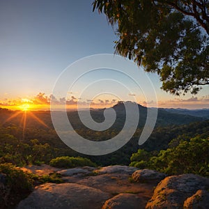 Sunset view from the Gold Coast hinterland, Queensland, Australia made with Generative AI