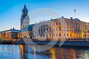 Sunset view of the Goteborg town hall, city museum and Christina