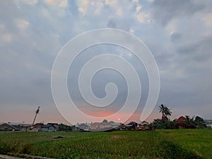 sunset view with grassfields