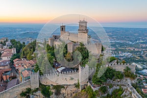 Sunset view of Guaita - the First Tower of San Marino