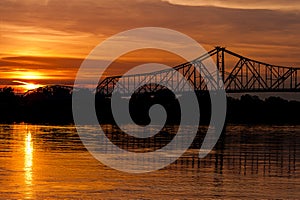 Sunset View of Historic Ironton-Russell Bridge - Ohio River - Ohio