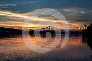 Sunset View of Historic Ironton-Russell Bridge - Ohio River - Ohio