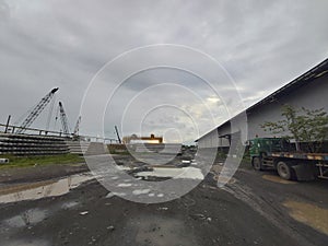 sunset view with hoise crane in front of it