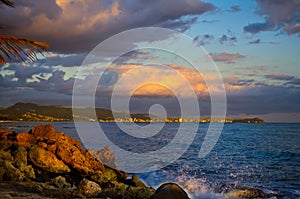 Sunset view of Honolulu