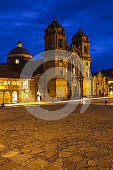 Sunset view of Iglesia de la Compania de Jesus, Cusco, Peru photo